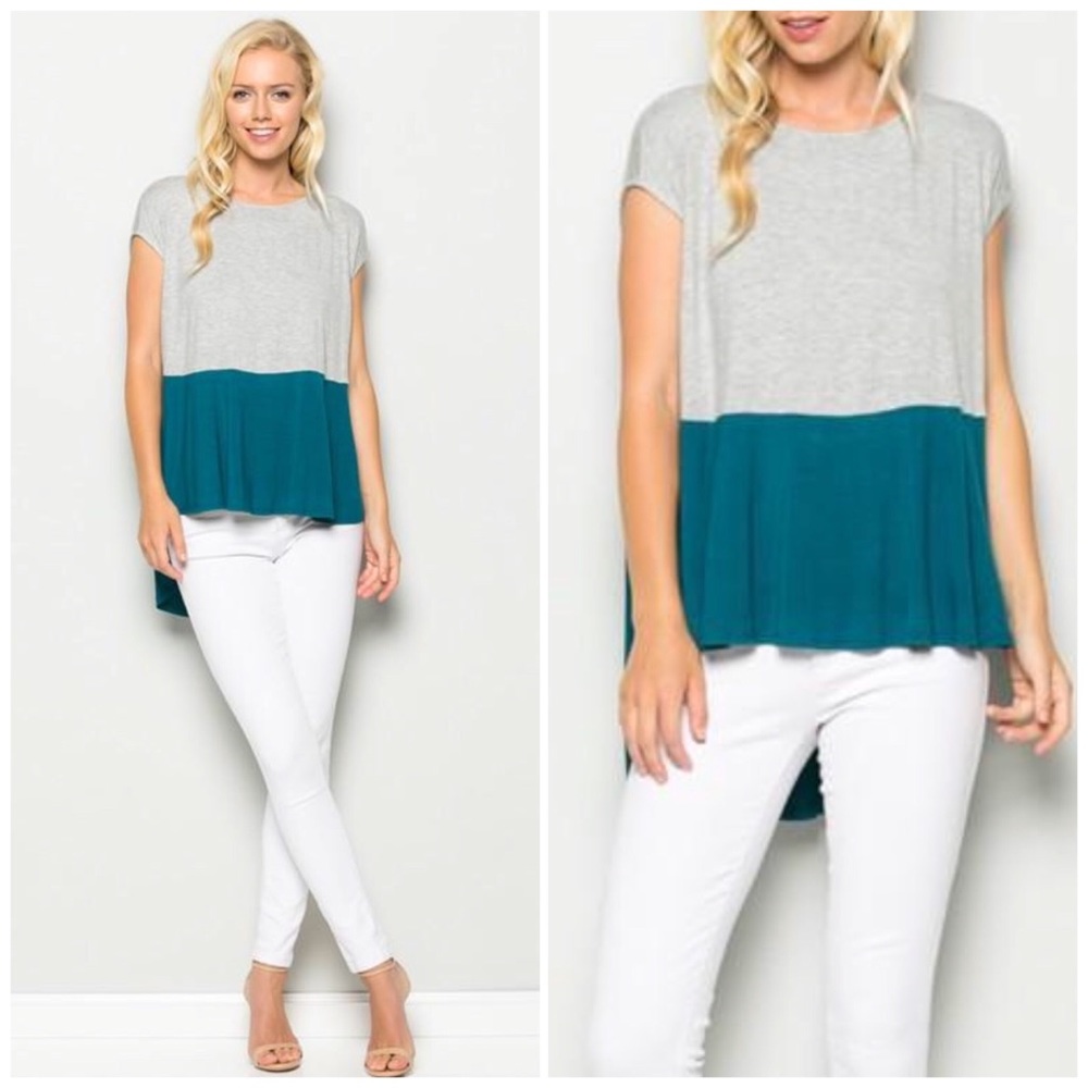 ❗️CLOSING SALE❗️Color Block Cap Sleeve Tunic Top